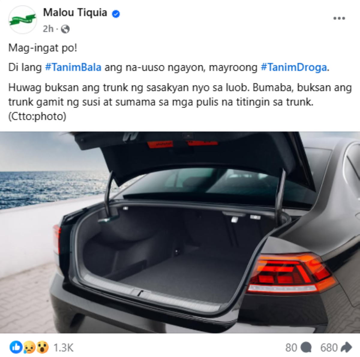 Photo courtesy: Screenshot from Malou Tiquia (FB)