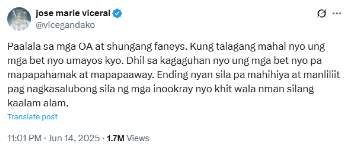 Photo courtesy: Screenshot from Vice Ganda (X)