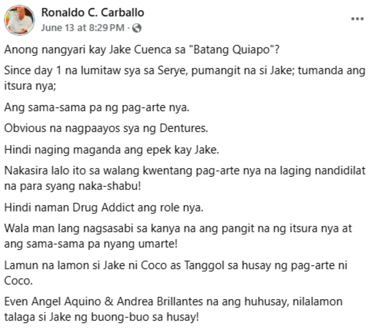 Photo courtesy: Screenshot from Ronaldo Carballo (FB)