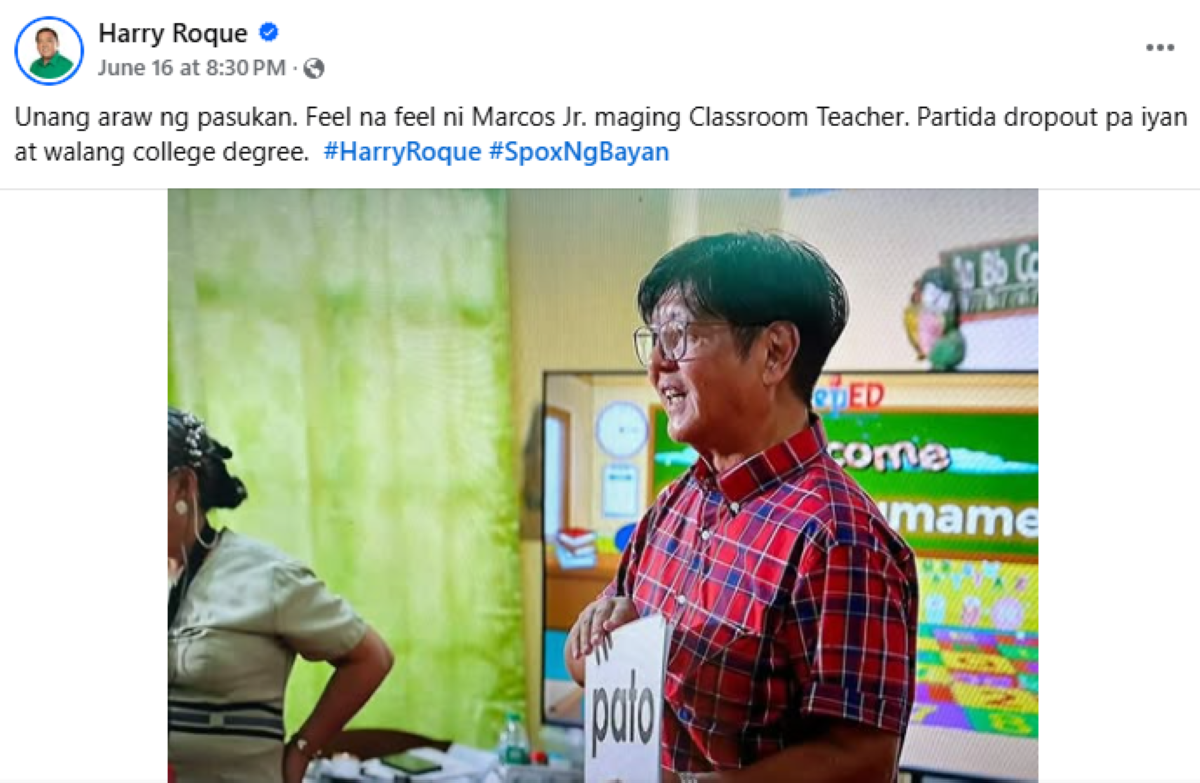 Photo courtesy: Screenshot from Harry Roque (FB)