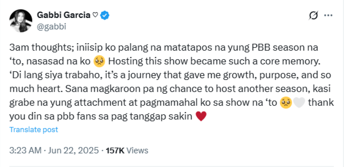 Photo courtesy: Screenshots from Gabbi Garcia (X)