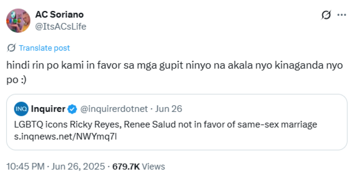 Photo courtesy: Screenshot from AC Soriano (X)