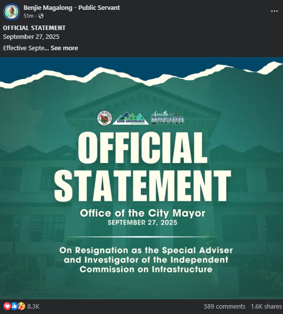 Photo courtesy: Benjie Magalong (FB)