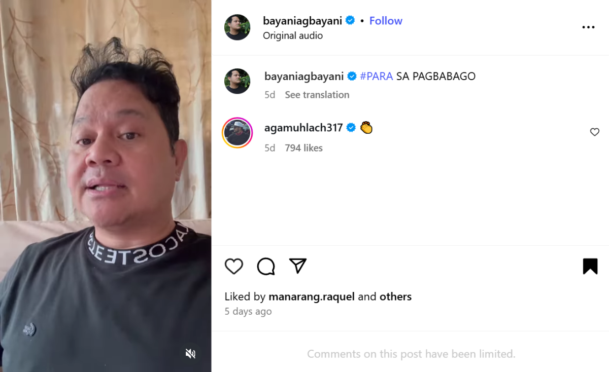 Photo courtesy: Bayani Agbayani (IG)