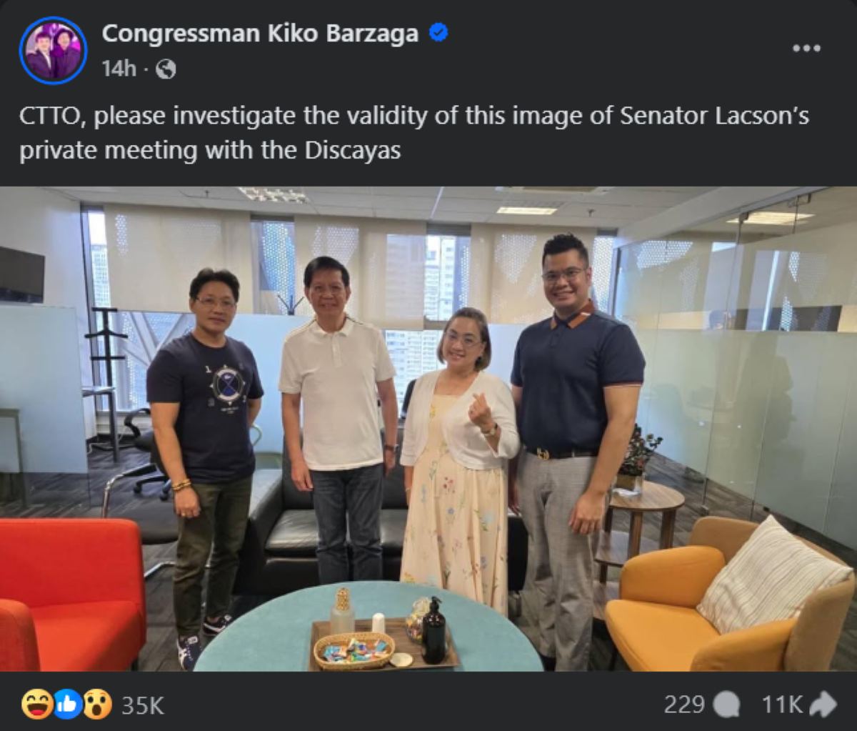 Photo courtesy: Congressman Kiko Barzaga (FB)
