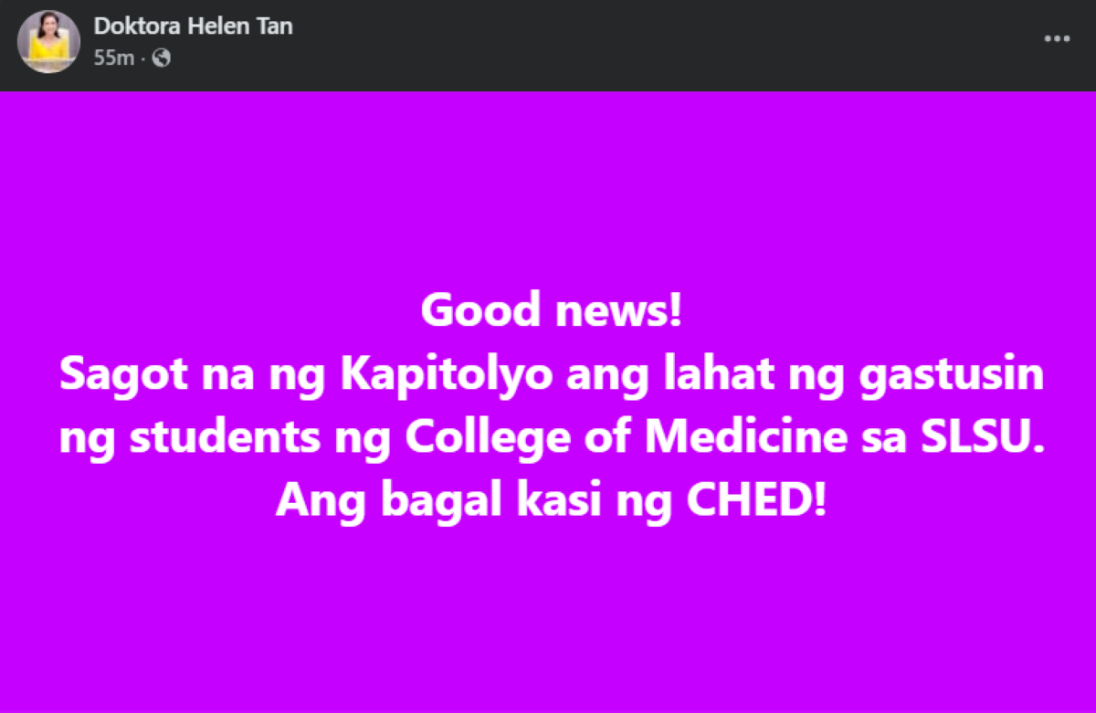 Photo courtesy: Doktora Helen Tan (FB)
