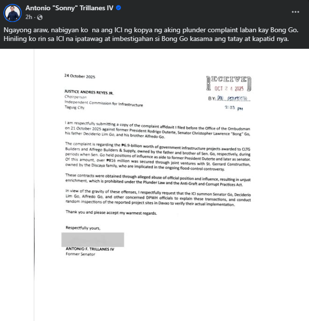 Photo courtesy: Antonio 'Sonny' Trillanes IV (FB)