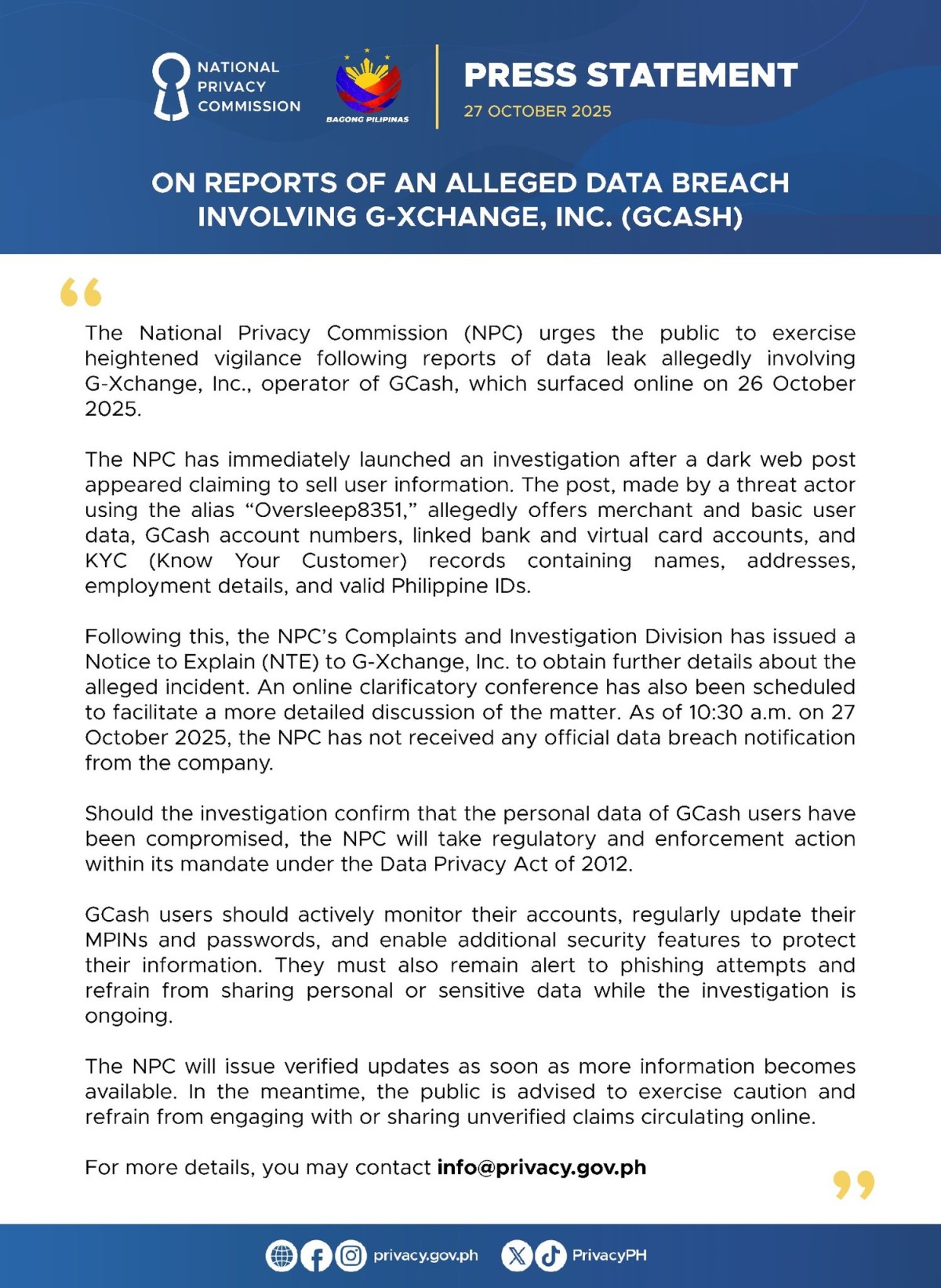 Photo courtesy: National Privacy Commission (FB)