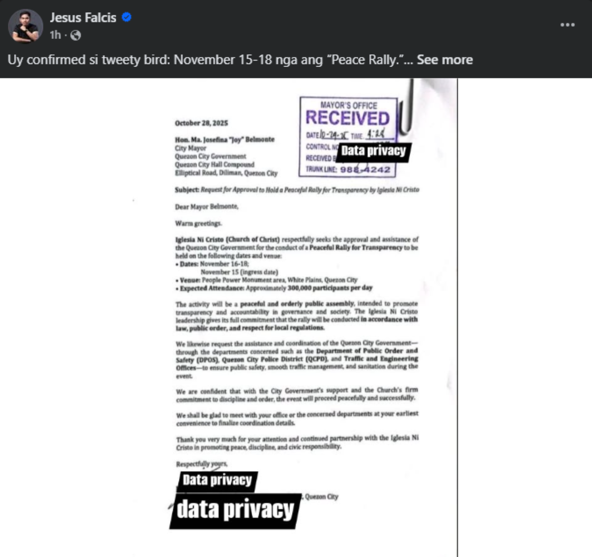 Photo courtesy: Jesus Falcis (FB)