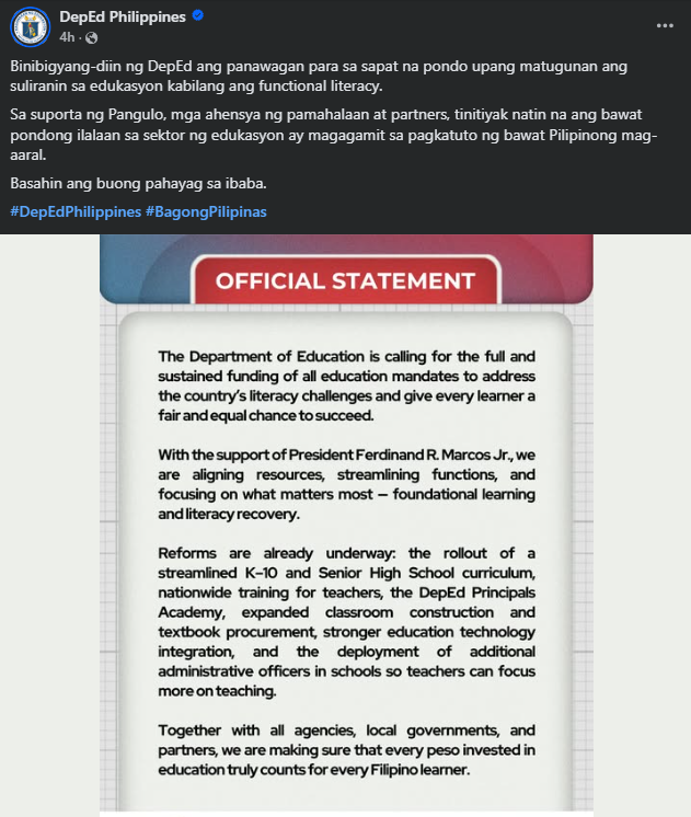 Photo courtesy: DepEd Philippines (FB)