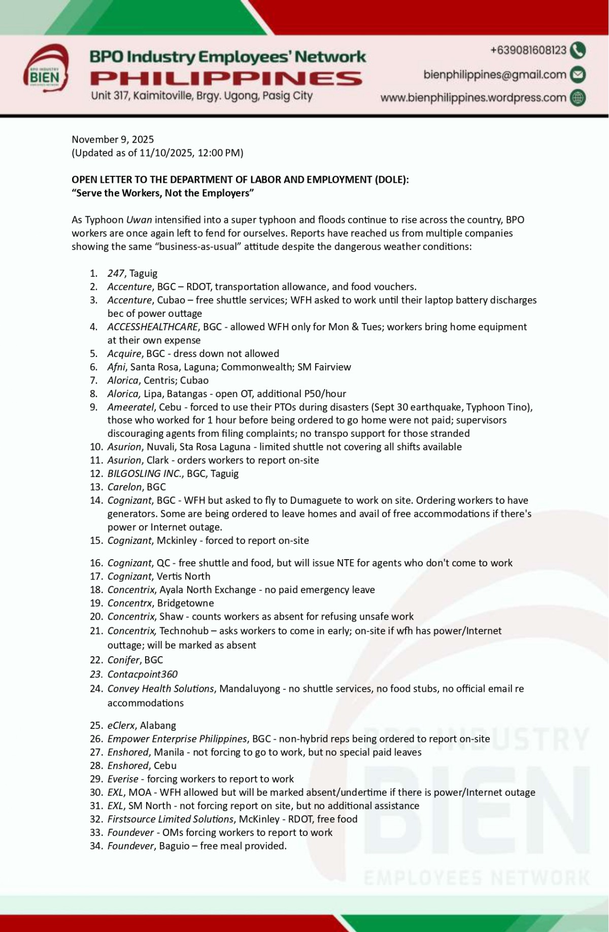 Photo courtesy: BIEN Pilipinas (FB)