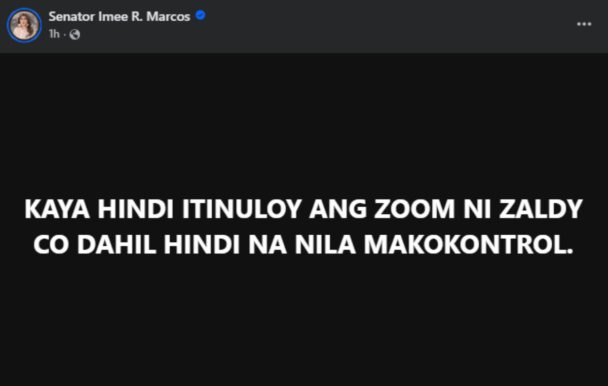 Photo courtesy: Senator Imee Marcos (FB)