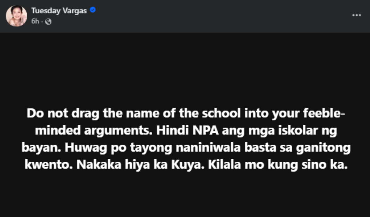 Photo courtesy: Tuesday Vargas (FB)