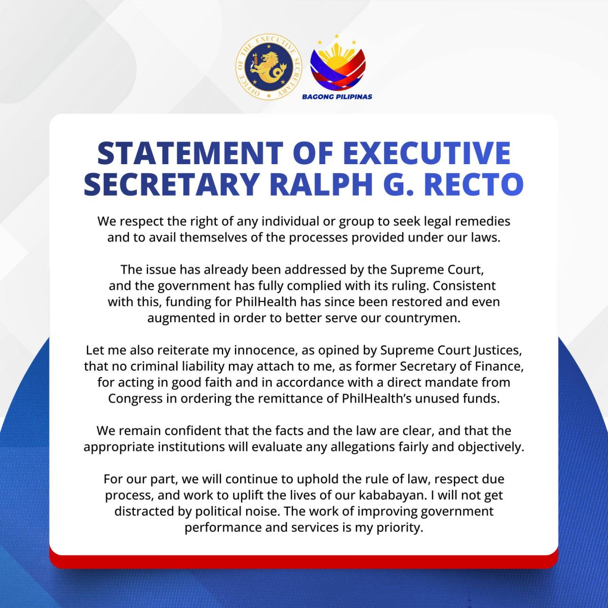 Photo courtesy: Office of the Executive Secretary (FB)