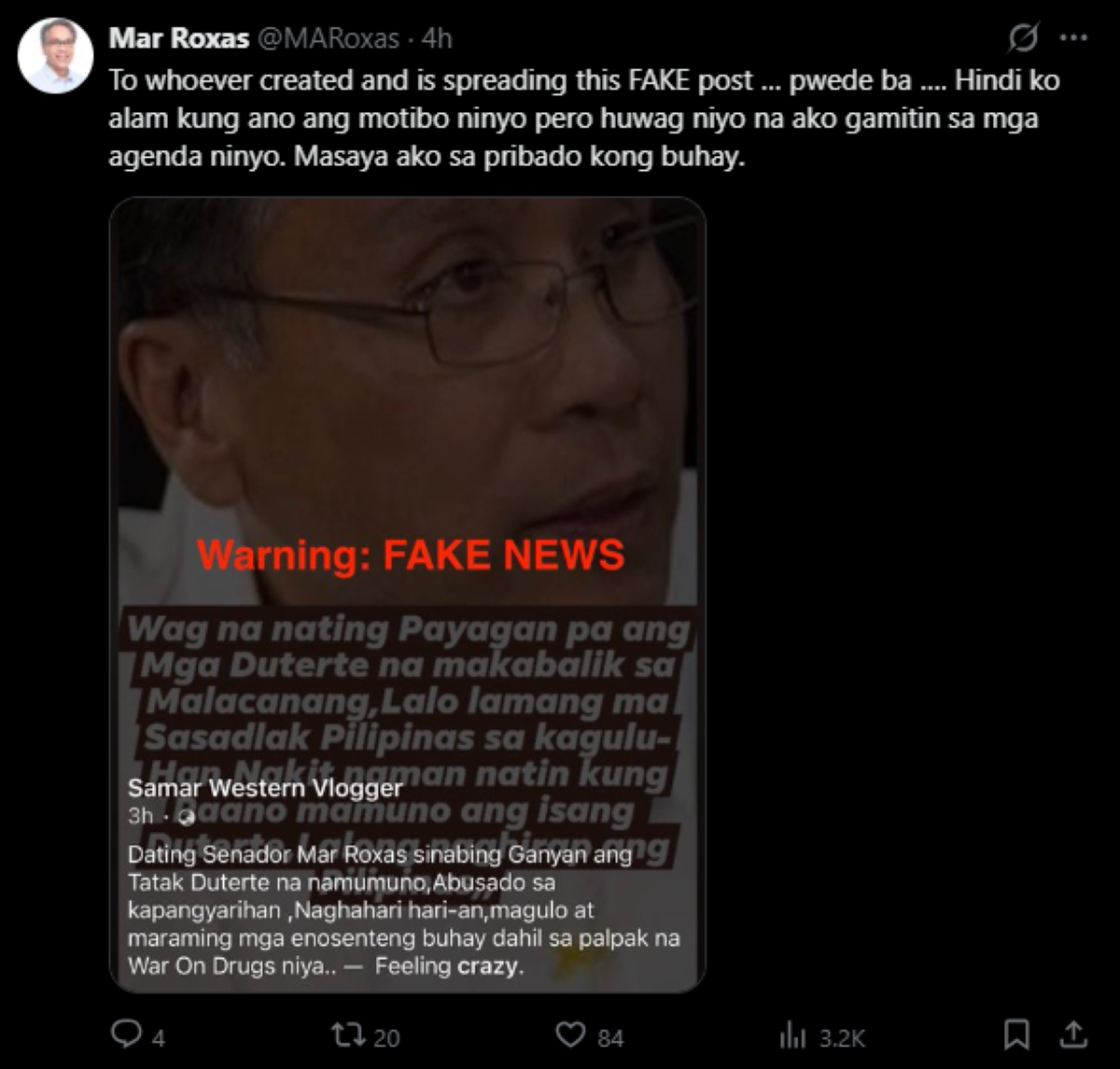 Photo courtesy: Mar Roxas (X)