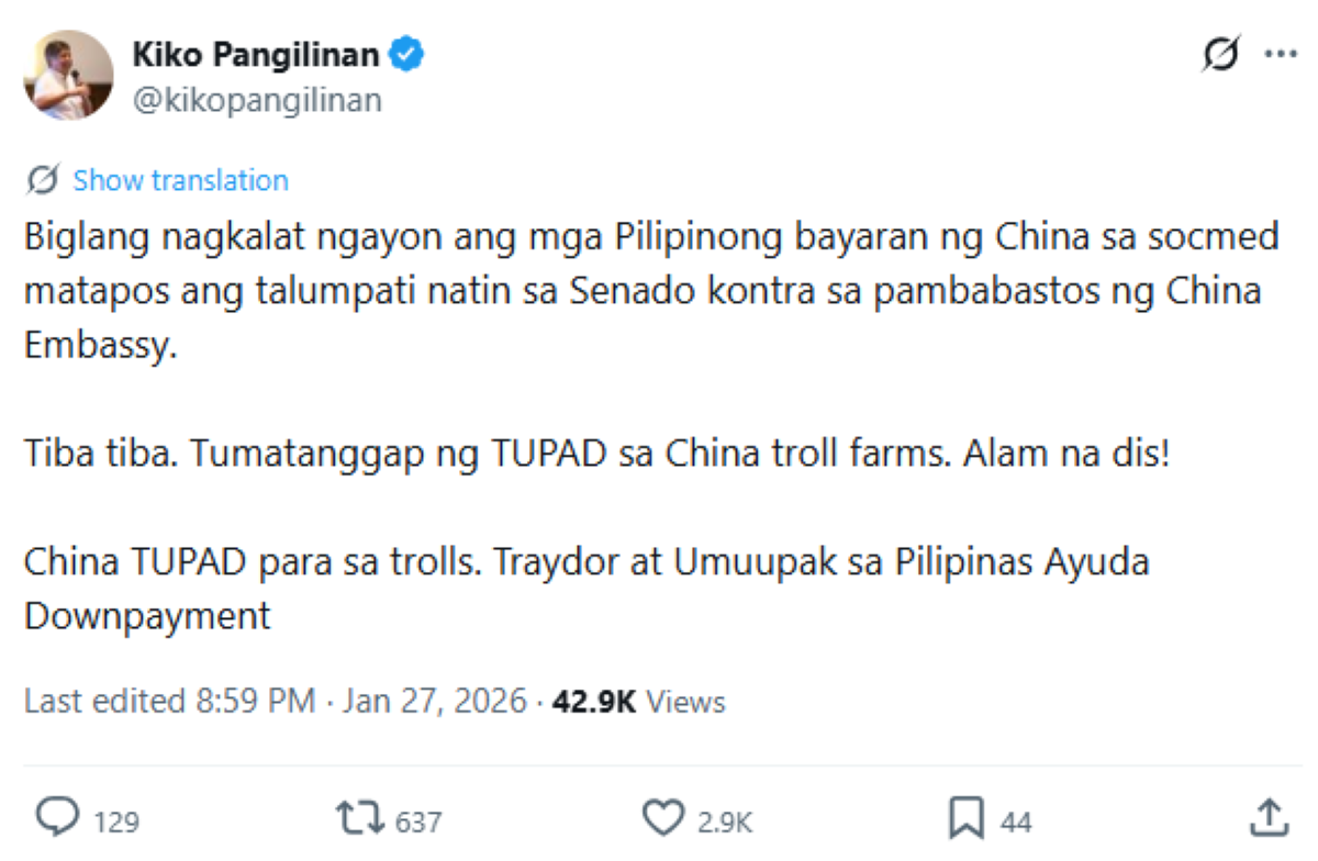 Photo courtesy: Sen. Kiko Pangilinan (FB)