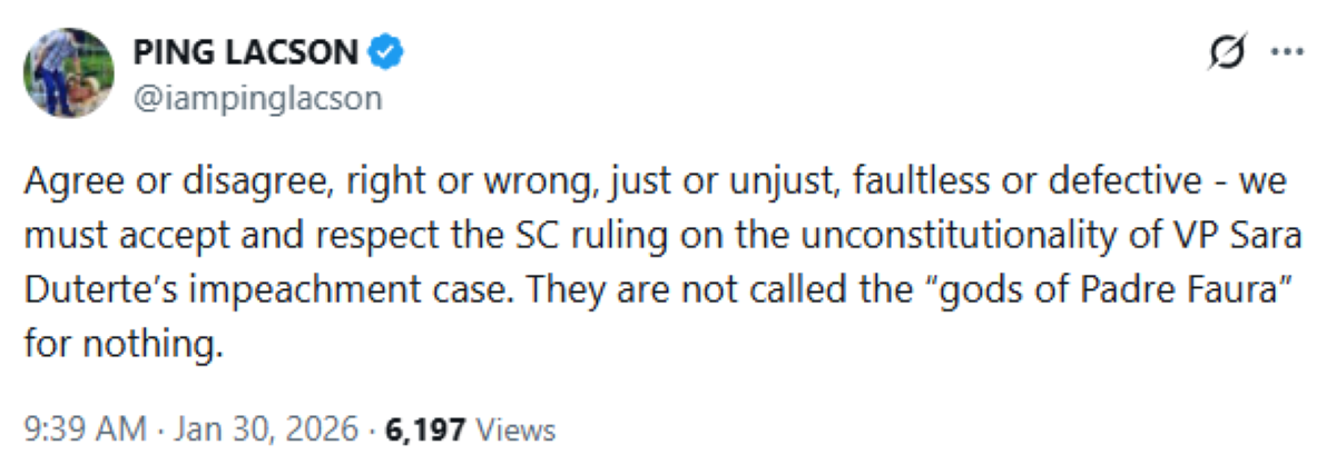 Screenshot mula sa “X” ni Lacson. 