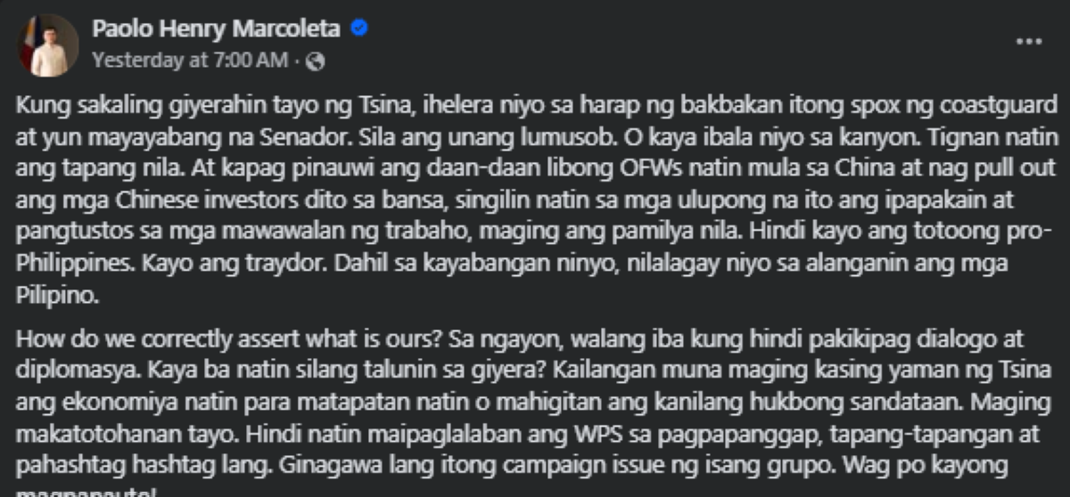 Photo courtesy: Paolo Henry Marcoleta (FB) 