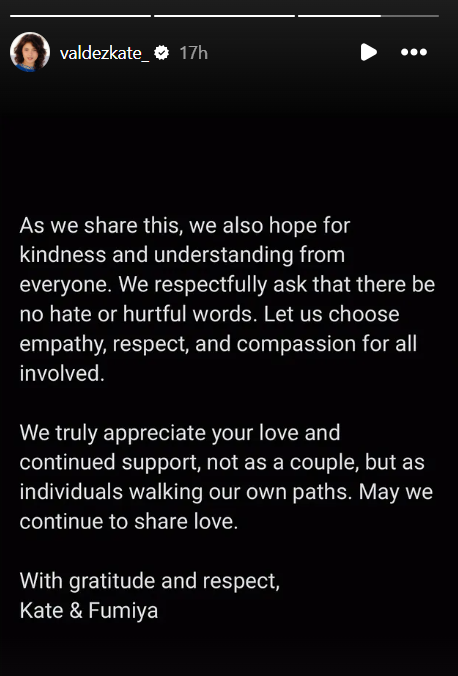 Screenshot mula sa Instagram story ni Kate. 