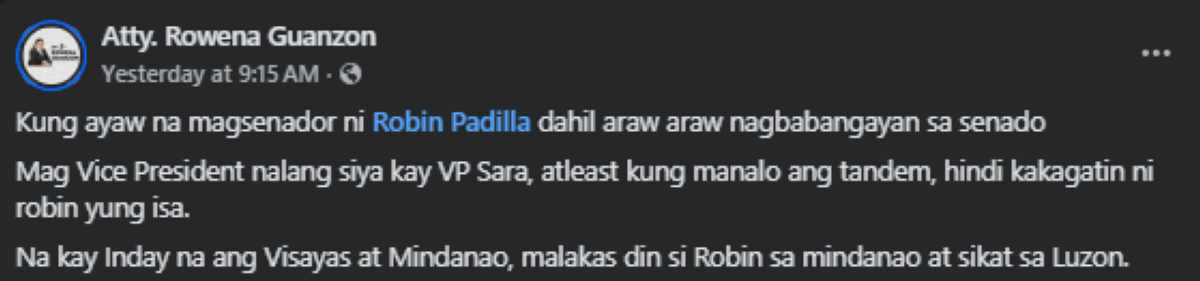 Photo courtesy: Atty. Rowena Guanzon (FB)