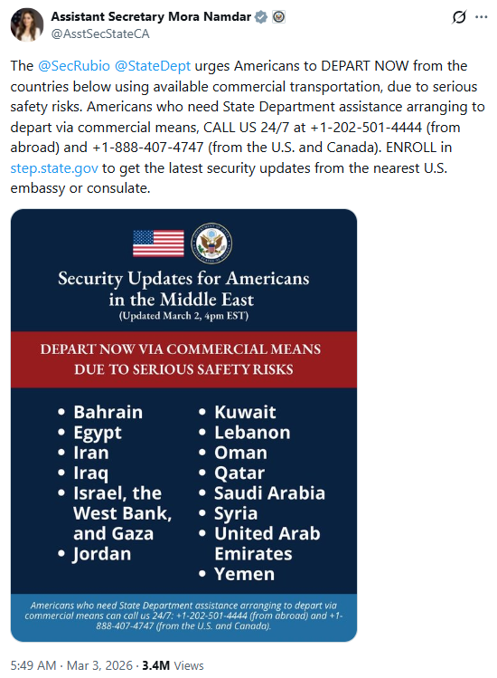 Screenshot from State Department Asst. Sec. Mora Namdar
