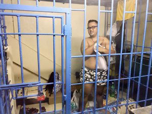 John Paul Solano inside the Manila Police District Homice Section custodial facility. Solano, one of the primary suspects in the death of Horacio Castillo III, was charged with murder, perjury, obstruction of justice, robbery, and violation of anti-hazing law.