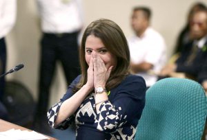 DoT SECRETARY Mistulang hindi makapaniwala si Tourism Secretary Bernadette Romulo-Puyat na kaagad na inaprubahan ng Commission on Appointments ang kanyang appointment, nang humarap siya kahapon sa panel sa Senate Building, sa Pasay City. (CZAR DANCEL)
