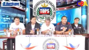 NAGBIGAY ng kanyang saloobin si San Juan assistant coach Melvin Carus (ikalawa mula sa kanan), habang nakikinig ang SJ Knighs sa kanilang pakikiisa sa “Usapang Sports’ ng Tabloids Organization in Philippine Sports (TOPS) sa NPC Intramuros.