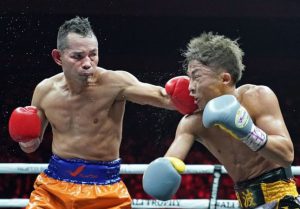 SAPOL! Nabigwasan ni Pinoy world champion Nonito ‘The Flash’ Donaire ang karibal na si Naoya Inoue ng Japan sa kainitan ng ikaanim na round. Nakalusot ang undefeated Japanese via unanimous decision para makamit ang WBA super bantamweight title nitong Huwebes (Biyernes sa Manila). (photo: Naoki Fukuda) 