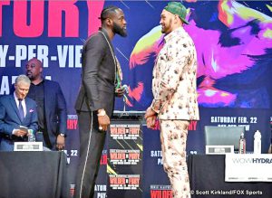 IPRINISINTA sa media sina WBC Heavyweight Champion Wilder at Undefeated Lineal Heavyweight Champion Fury para sa napipintong rematch sa February 22 sa MGM Grand Garden Arena sa Las Vegas (Photo by Scott Kirkland/Fox Sports/PictureGroup)