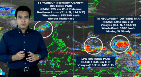 PAGASA, may binabantayang 3 sama ng panahon sa labas ng PAR